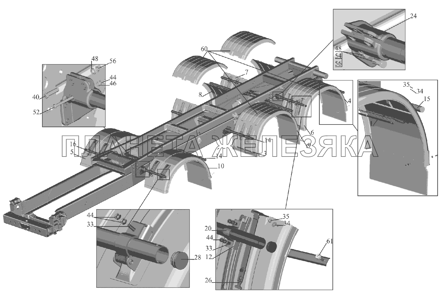 Установка крыльев 6516V8-8500048-000 МАЗ-6516V8-520 (6516V8-540)